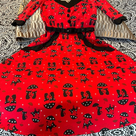 Voodoo Vixen Retro Pinup 50s Katnis cats in the Rain size Small with Pockets - Picture 5 of 12